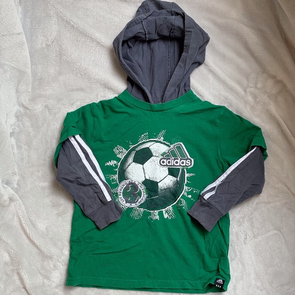 adidas Other - Adidas Green and Gray Long Sleeve Hooded Toddler / Kids T-shirt, Size 4